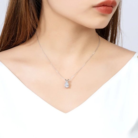 Certified 1ct. t.w. Moissanite Diamond Oval Pendant Necklace NEW - Picture 6 of 10